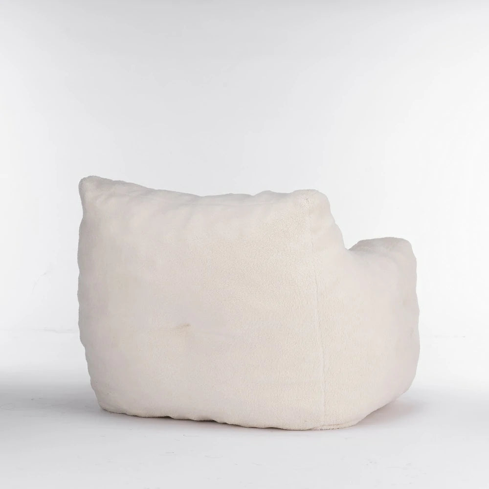 Back view Ivory Teddy Plush Lounge Chair