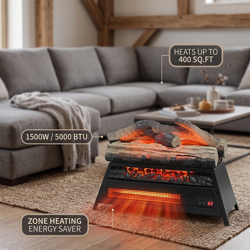 1500W 5000 BTU infrared quartz space heater warming up to 400 sq ft