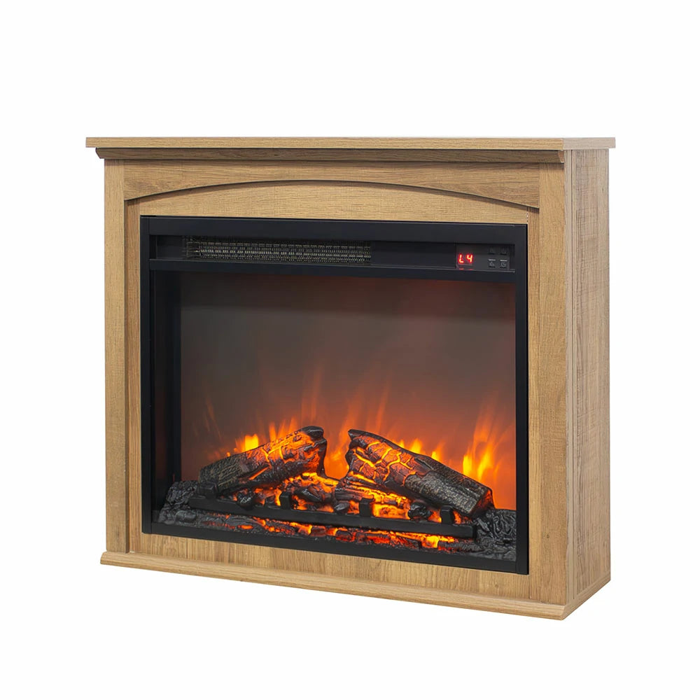 28 Inch Electric Fireplace TV Stand Mantel with Realistic LED Flame Effect