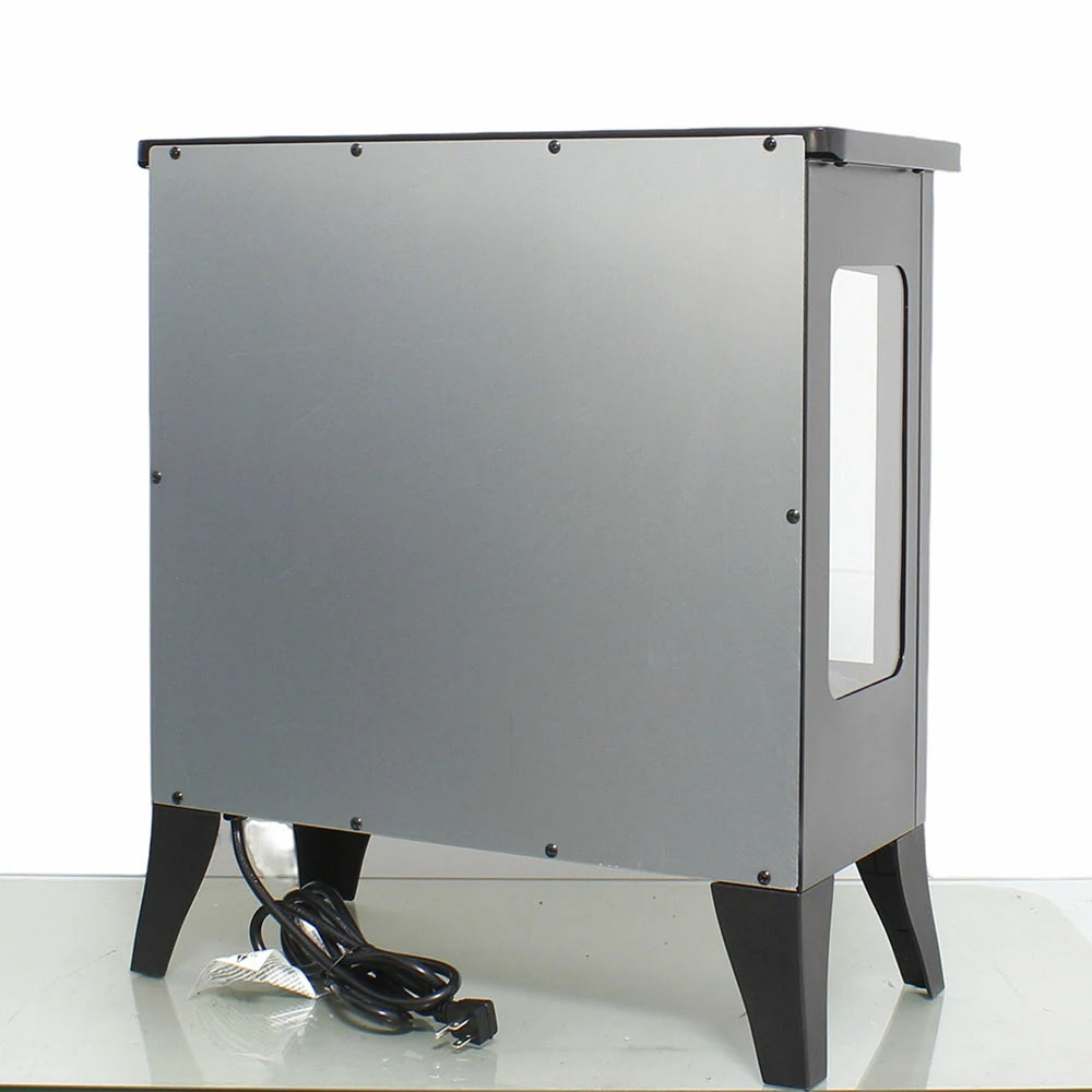 Back panel and heavy-duty 3-pin grounded power cord of electric fireplace stove