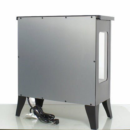 Back panel and heavy-duty 3-pin grounded power cord of electric fireplace stove