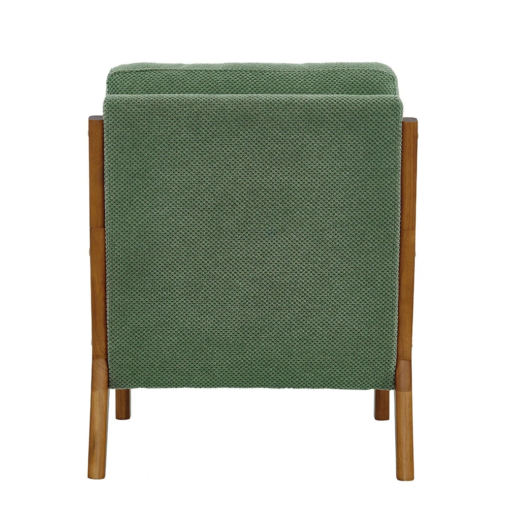 Back view Dark Green mid-century accent chair