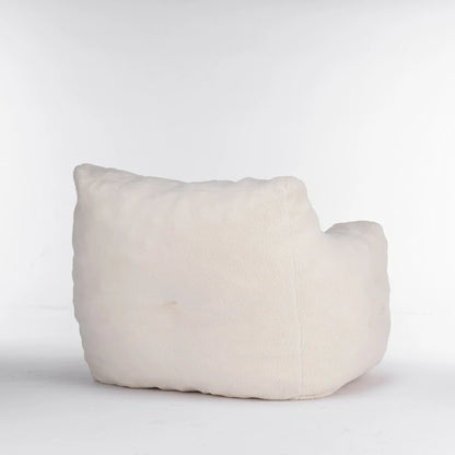 Back view Ivory Teddy Plush Lounge Chair