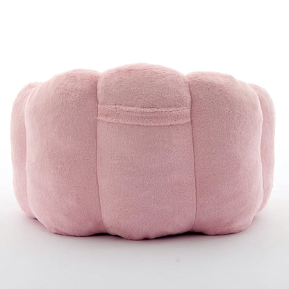 Back view of pink plush flower armchair