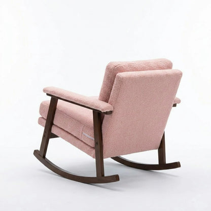 Mid-Century Modern Rocking Chair – Upholstered Accent Armchair with Solid Wood Frame