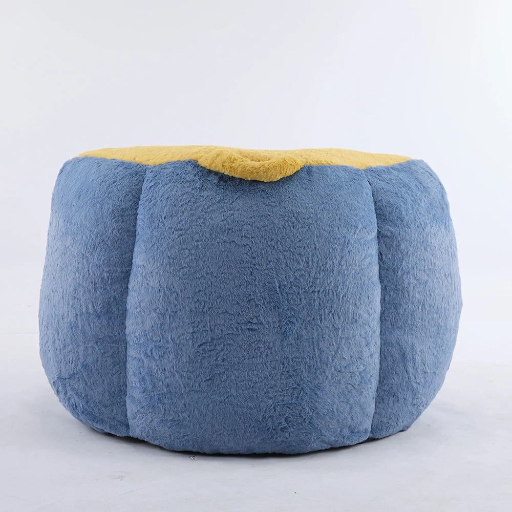 Back view of soft blue bean bag chair