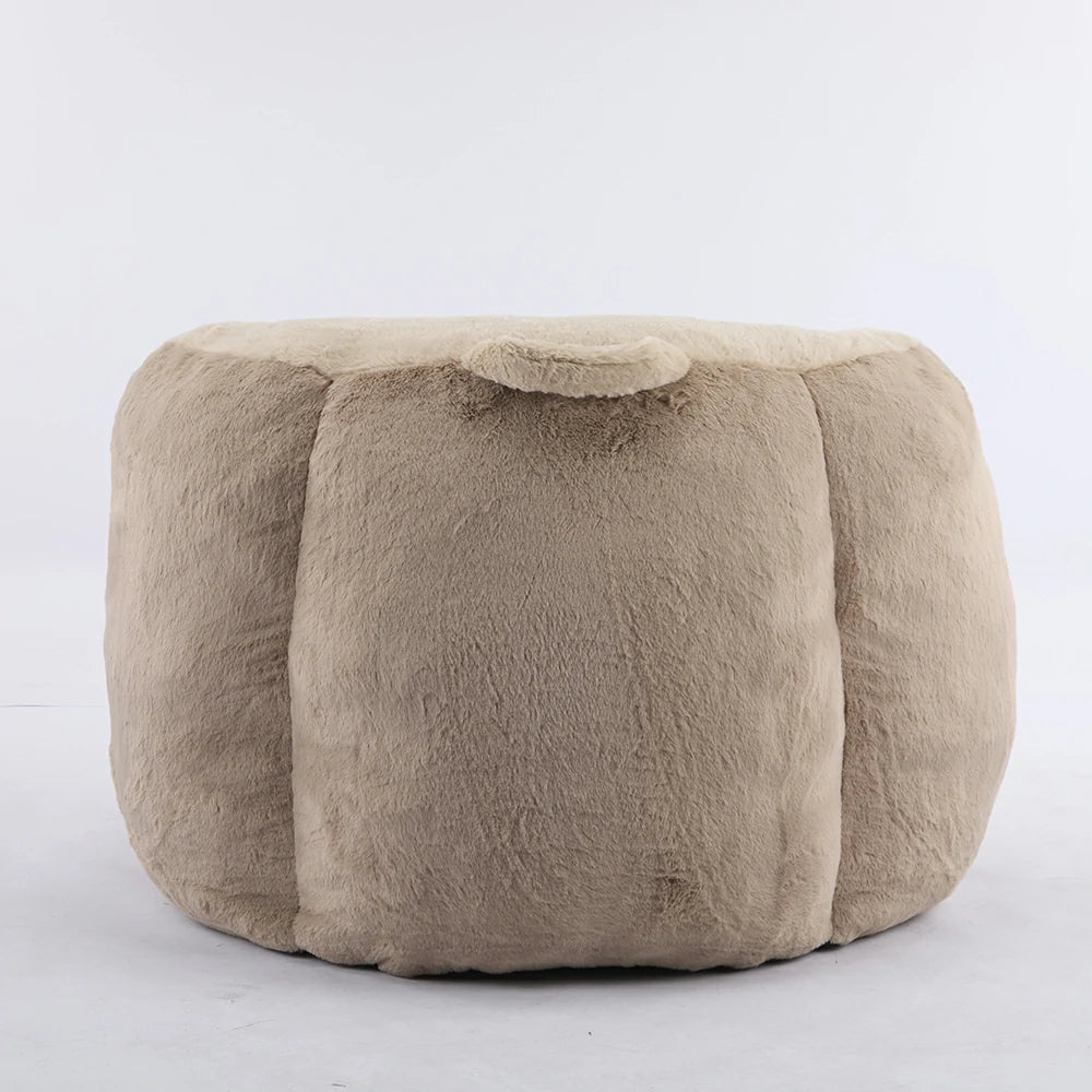 Back view of soft brown bean bag chair
