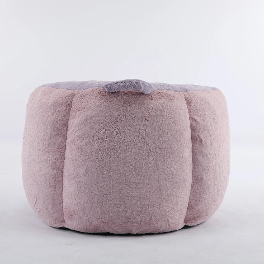 Back view of soft pink bean bag chair