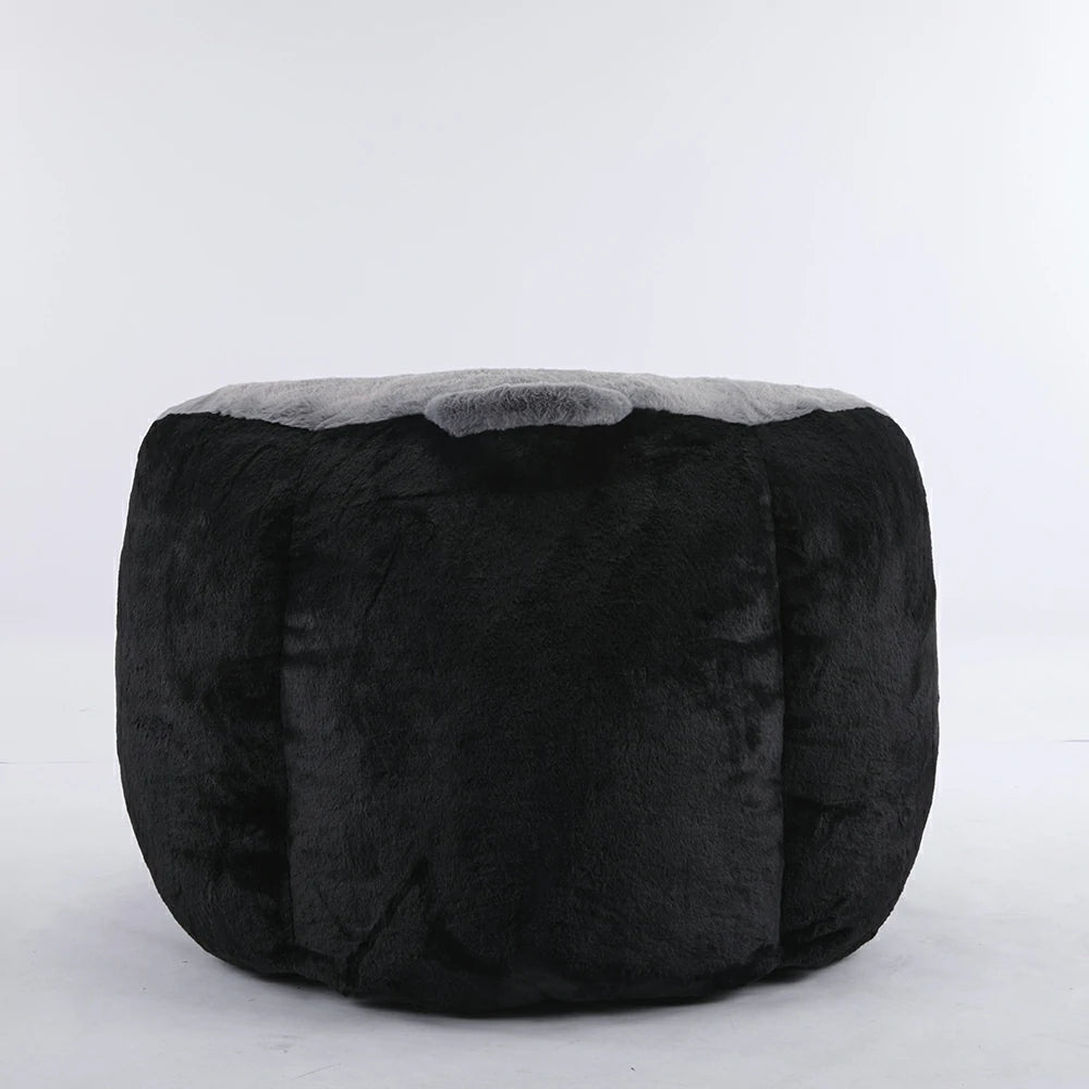 Back view of soft pink black bag chair