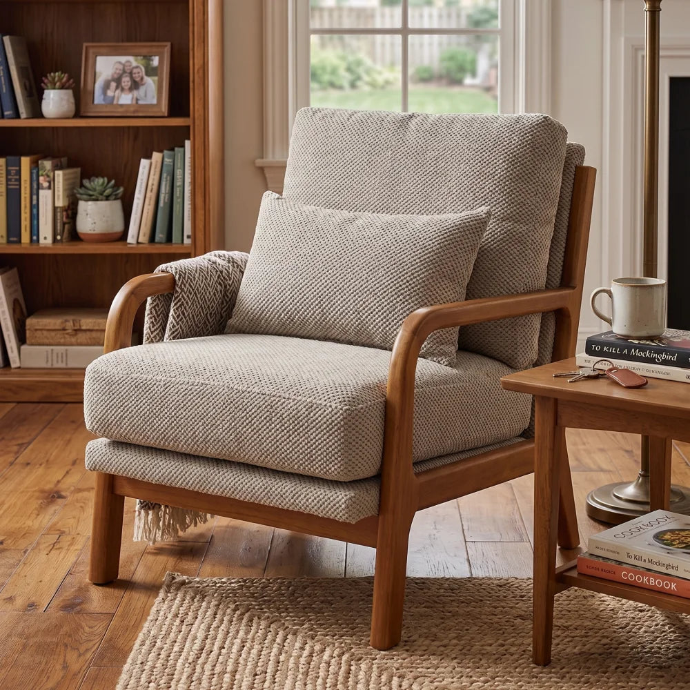 Camel mid-century accent chair
