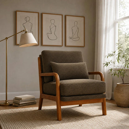 Coffee mid-century accent chair