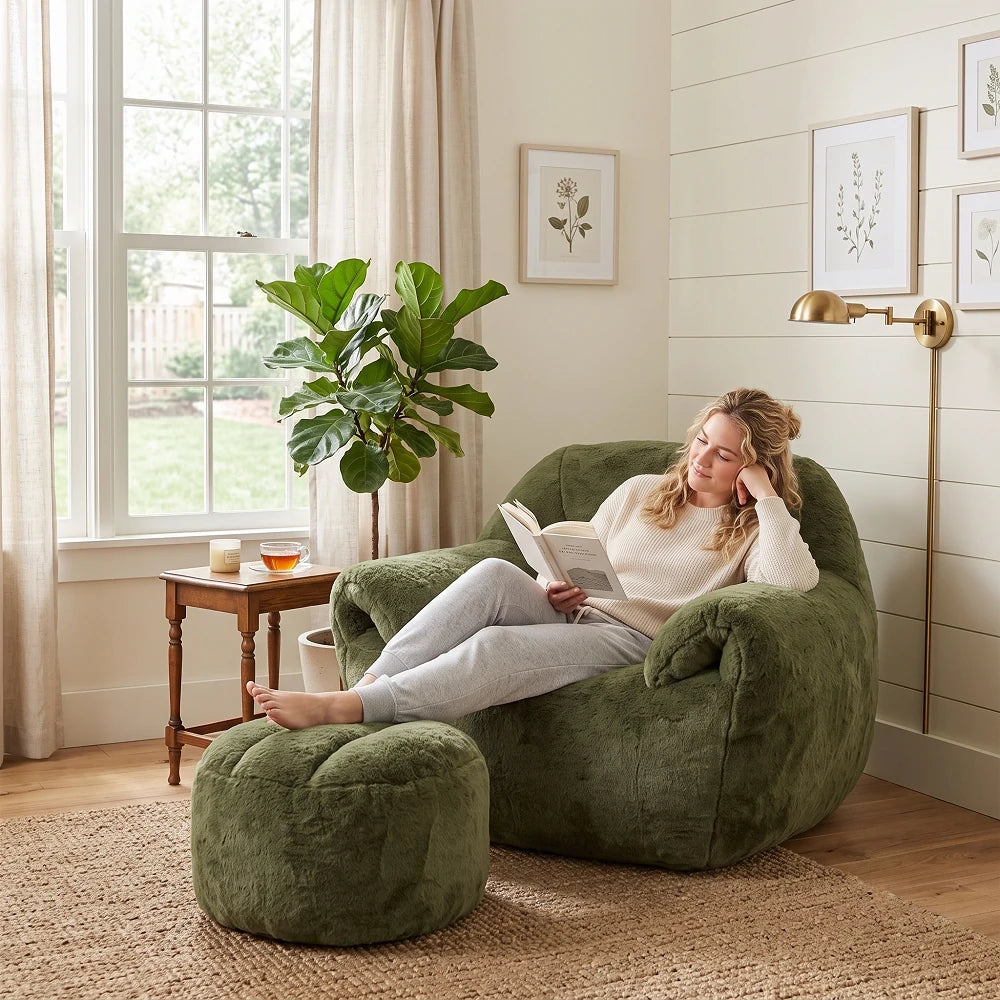 Comfy Floor Sofa and Bean Bag Chair with Back Support for Adults 1