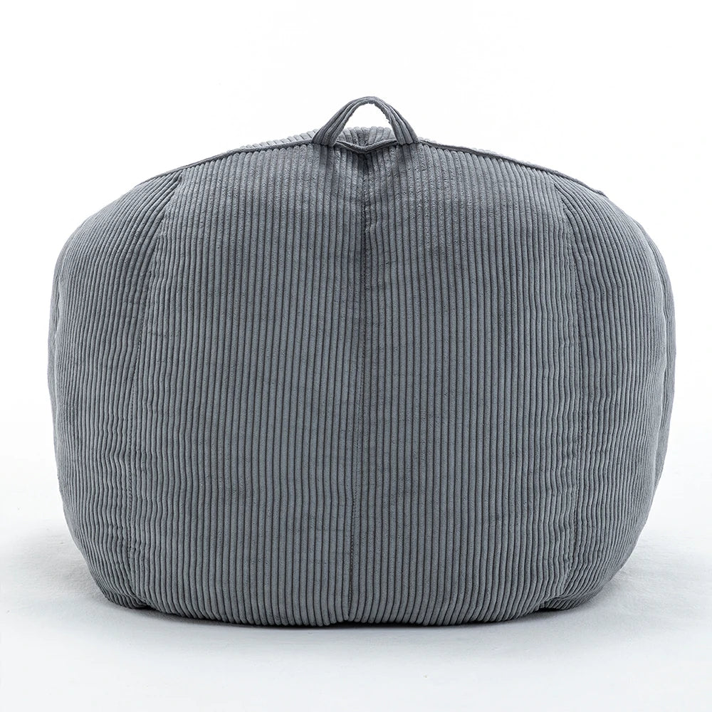 Dark Grey corduroy bean bag chair back view