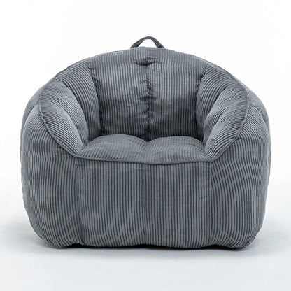 Dark Grey corduroy bean bag chair front view