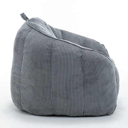 Dark Grey corduroy bean bag chair side view