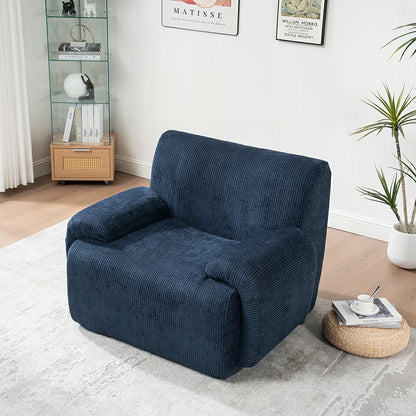 Deep seat navy blue chenille lounge chair