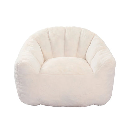 Front view White faux fur bean bag armchair
