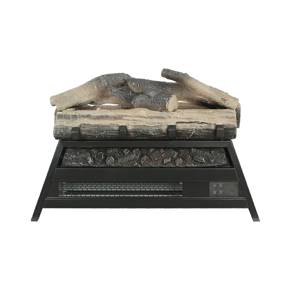Front view of 22 inch antique black electric fireplace log set