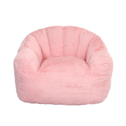 Front view pink faux fur bean bag armchair
