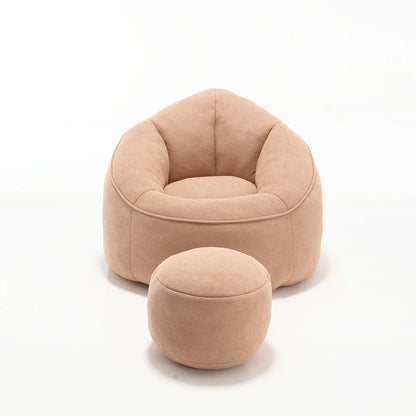 Khaki bean bag chair with matching ottoman