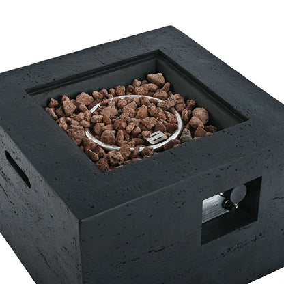 Lava rocks evenly distributed over fire pit burner bowl