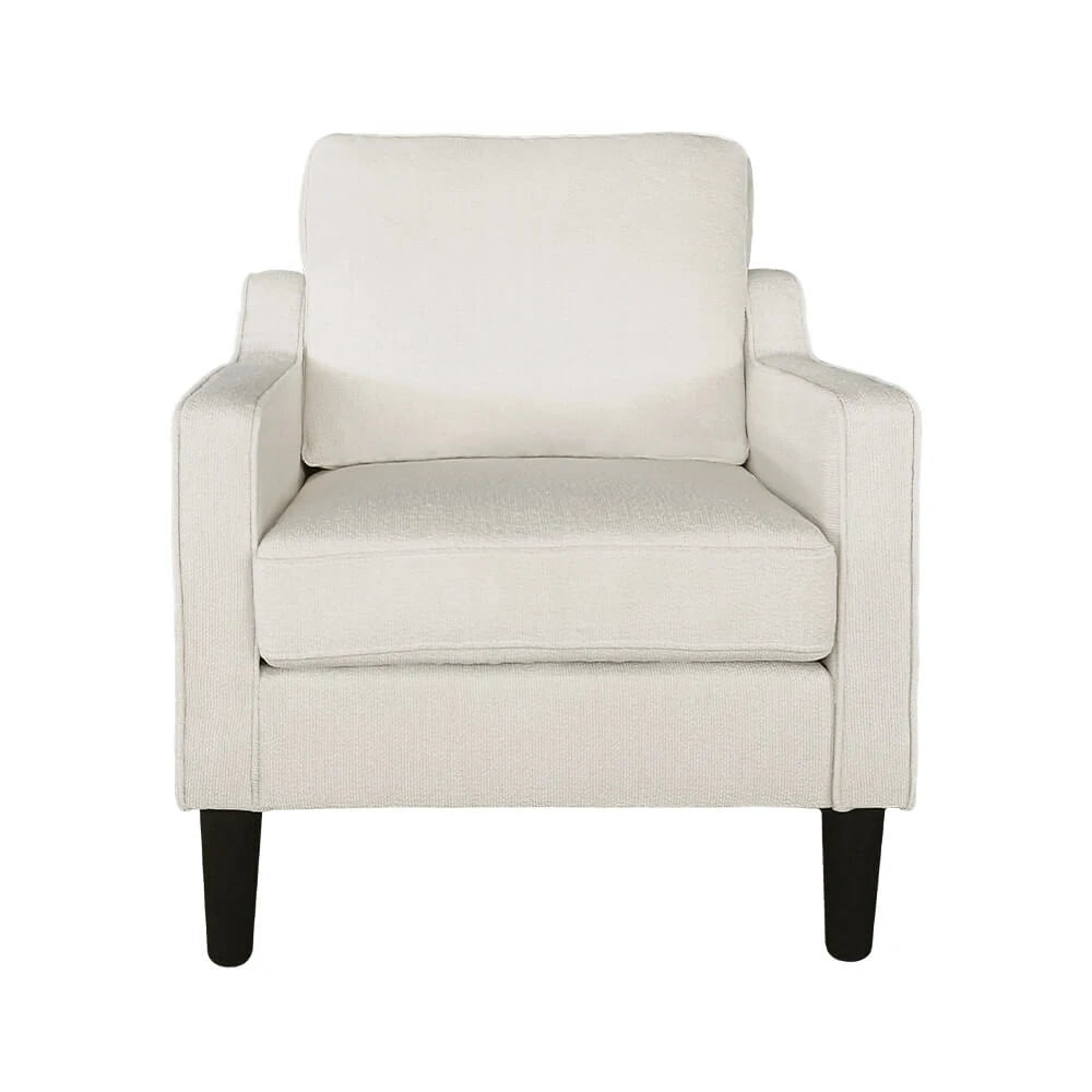 Mid-century modern white chenille accent chair