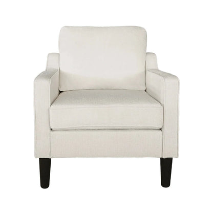 Mid-century modern white chenille accent chair