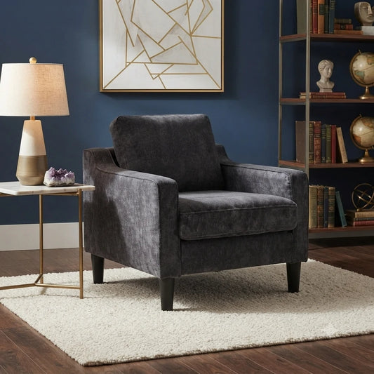 Mid Century Modern Chenille Accent Chair for Living Room and Bedroom 