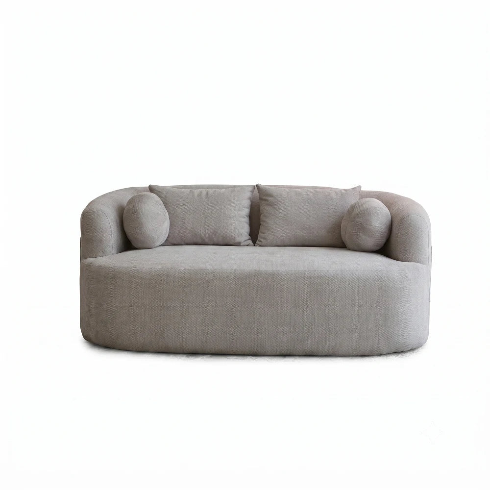 Modern grey 2-seater fabric sofa front view