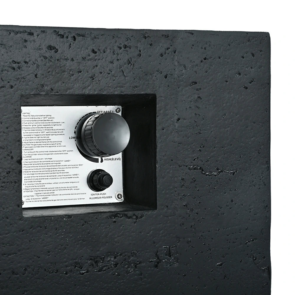 Push-and-turn flame control knob and push button igniter panel