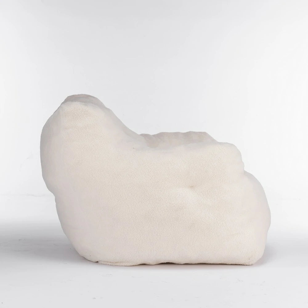 Side view Ivory Teddy Plush Lounge Chair
