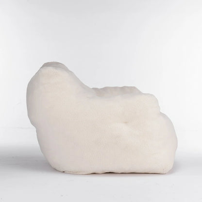 Side view Ivory Teddy Plush Lounge Chair
