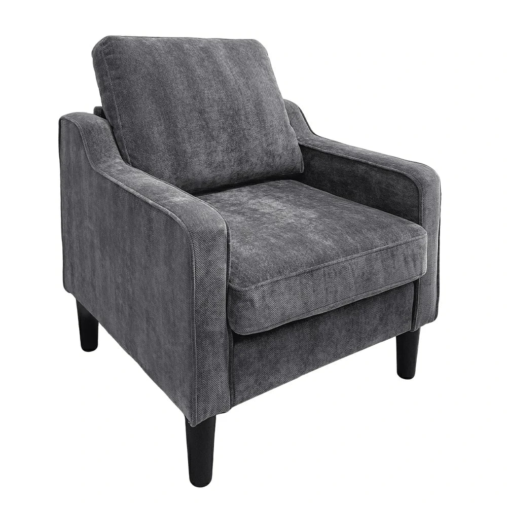 Side view Modern gray chenille armchair.webp.webp