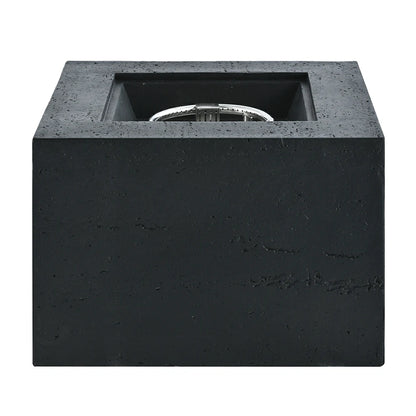 Square black MGO gas fire pit table with stainless steel burner ring