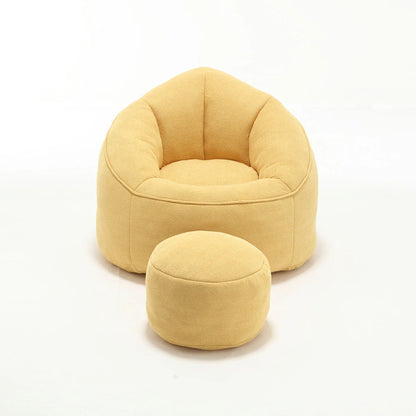 Yellow bean bag chair with matching ottoman
