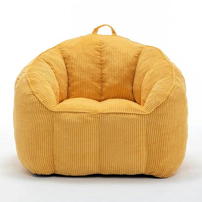 Yellow corduroy bean bag armchair front view