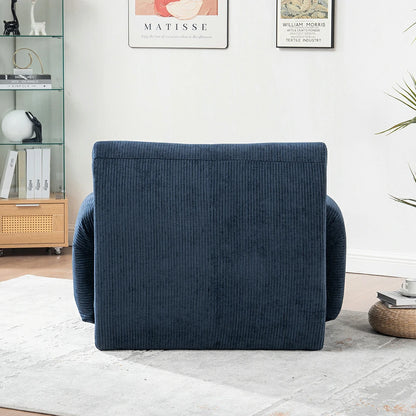 back view Deep seat navy blue chenille lounge chair