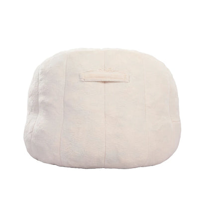 back view Fluffy white plush bean bag chair
