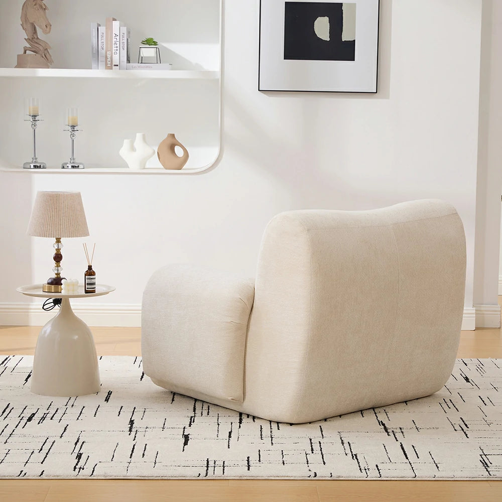 back view Modern white chenille armchair.webp.webp