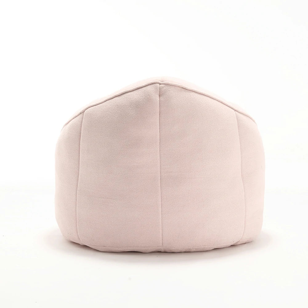 back view Pink bean bag chair and footstool set