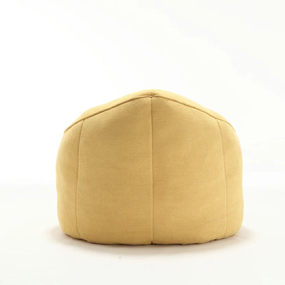 back view Yellow bean bag  chair and footstool set.