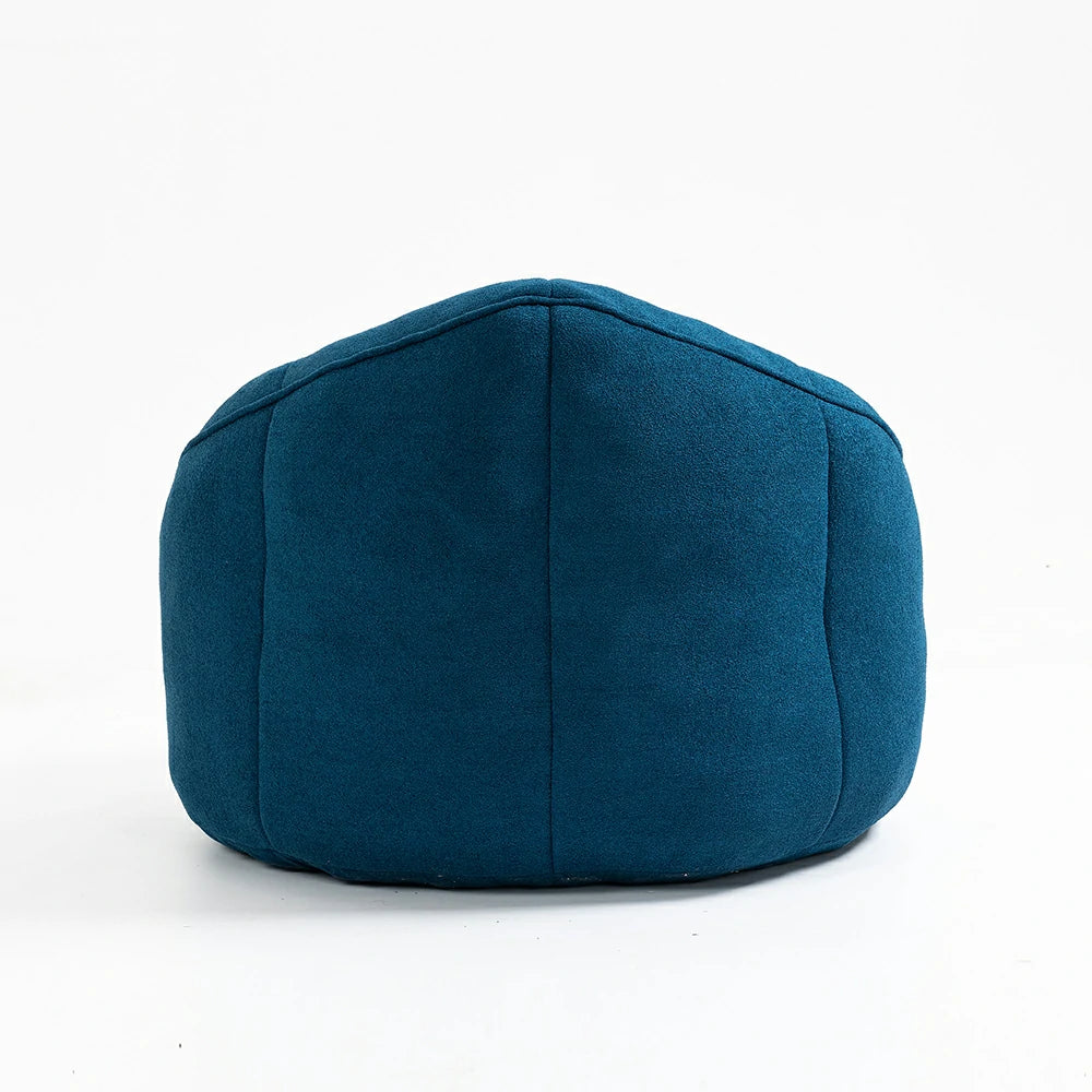 back view blue bean bag  chair and footstool set