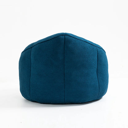 back view blue bean bag  chair and footstool set