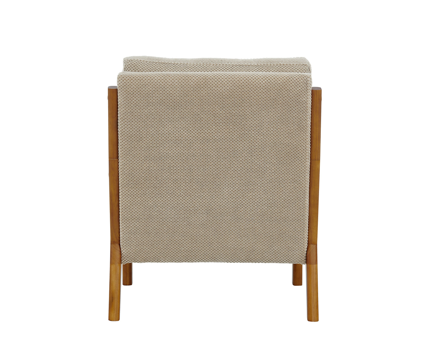 back view camel mid-century modern accent chair with solid wood frame