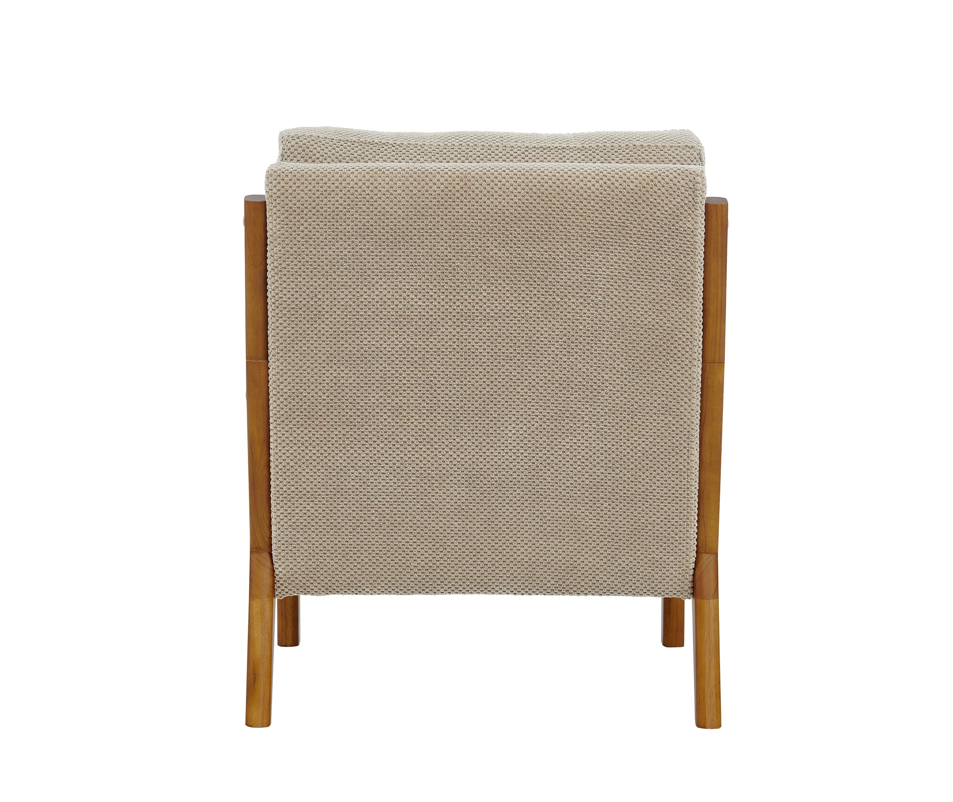 back view camel mid-century modern accent chair with solid wood frame