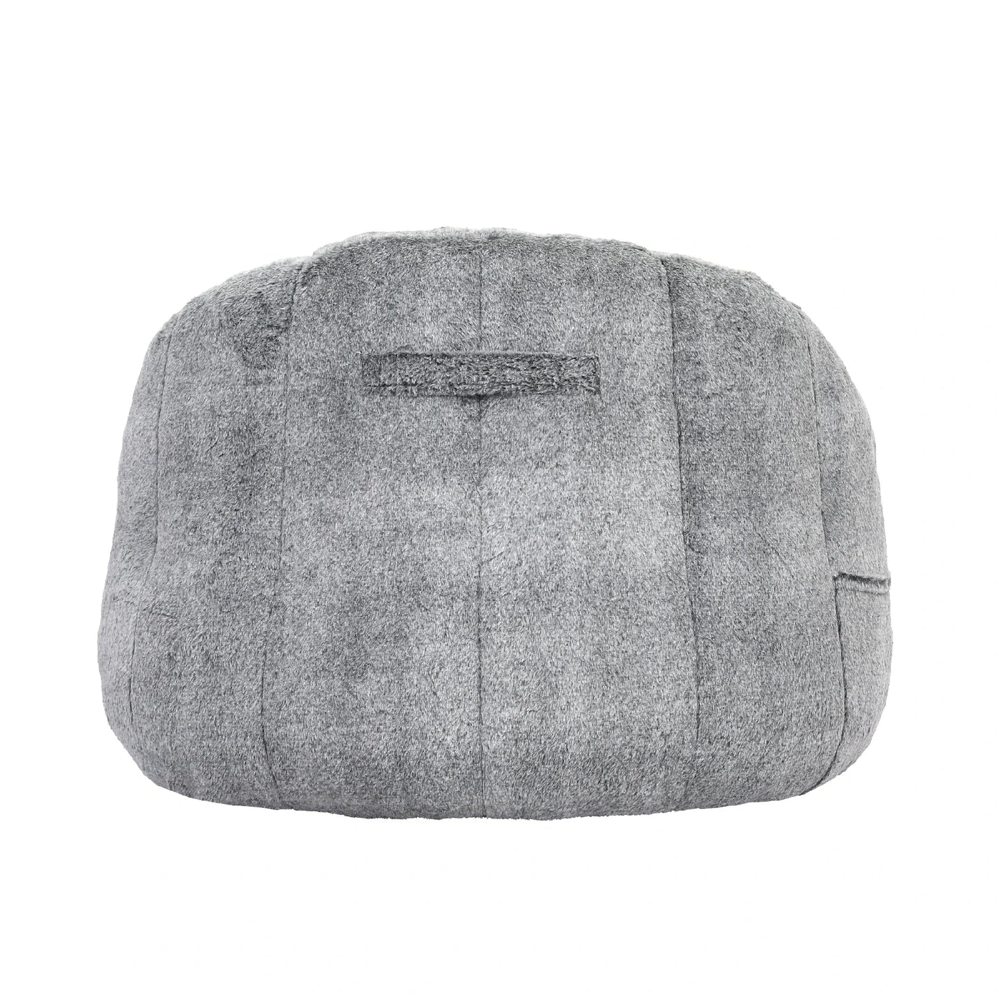 back view dark gray faux fur bean bag armchair
