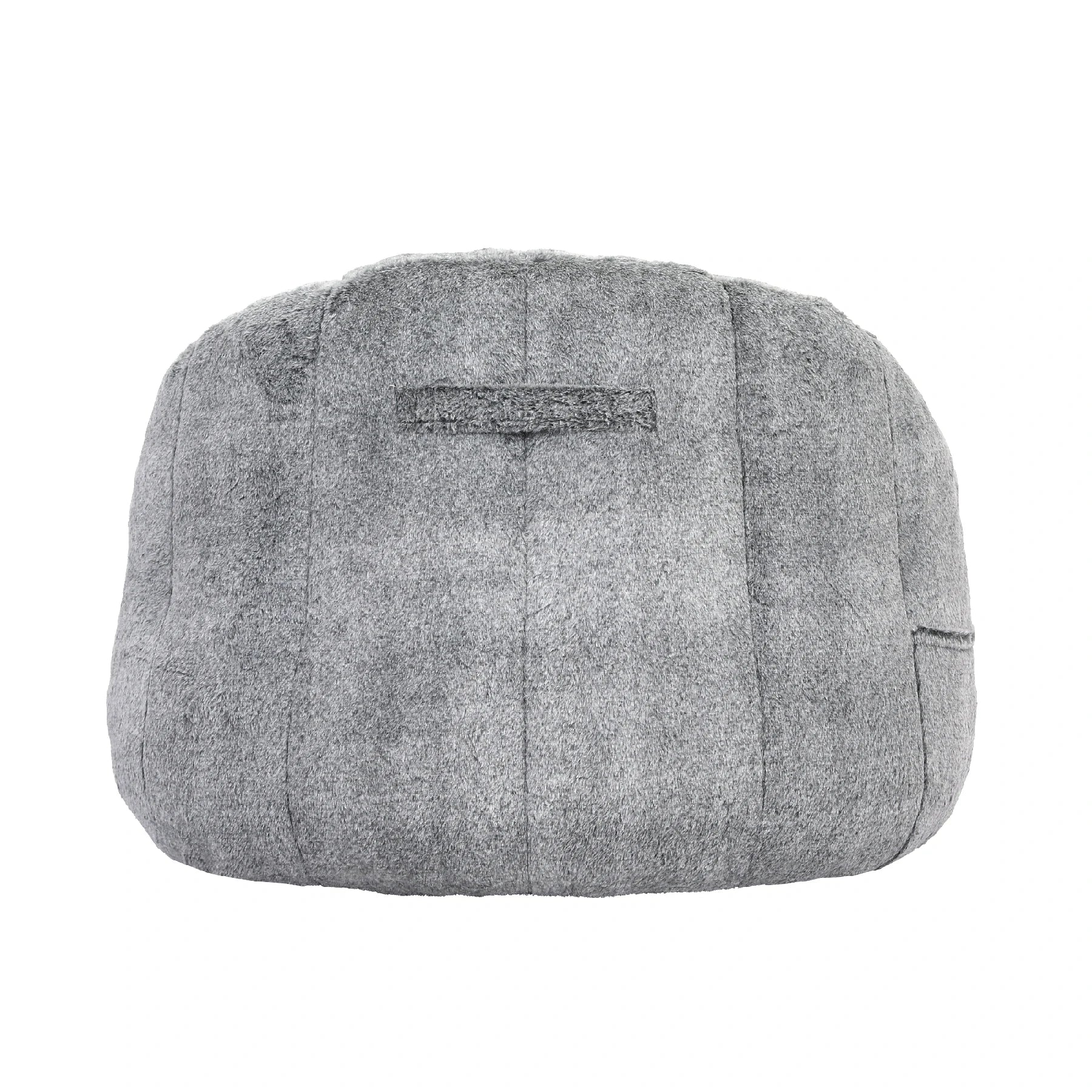 back view dark gray faux fur bean bag armchair