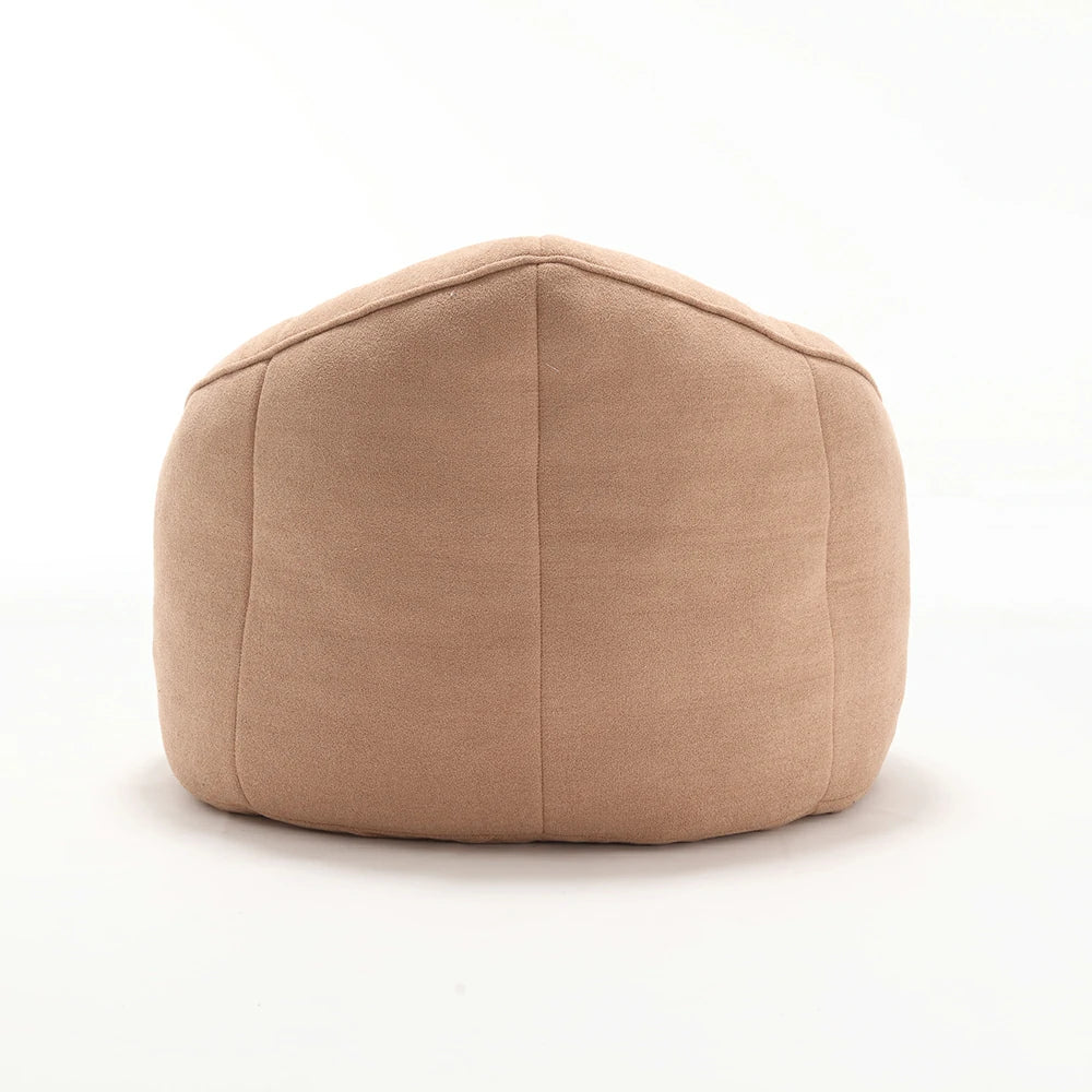 back view khaki bean bag  chair and footstool set