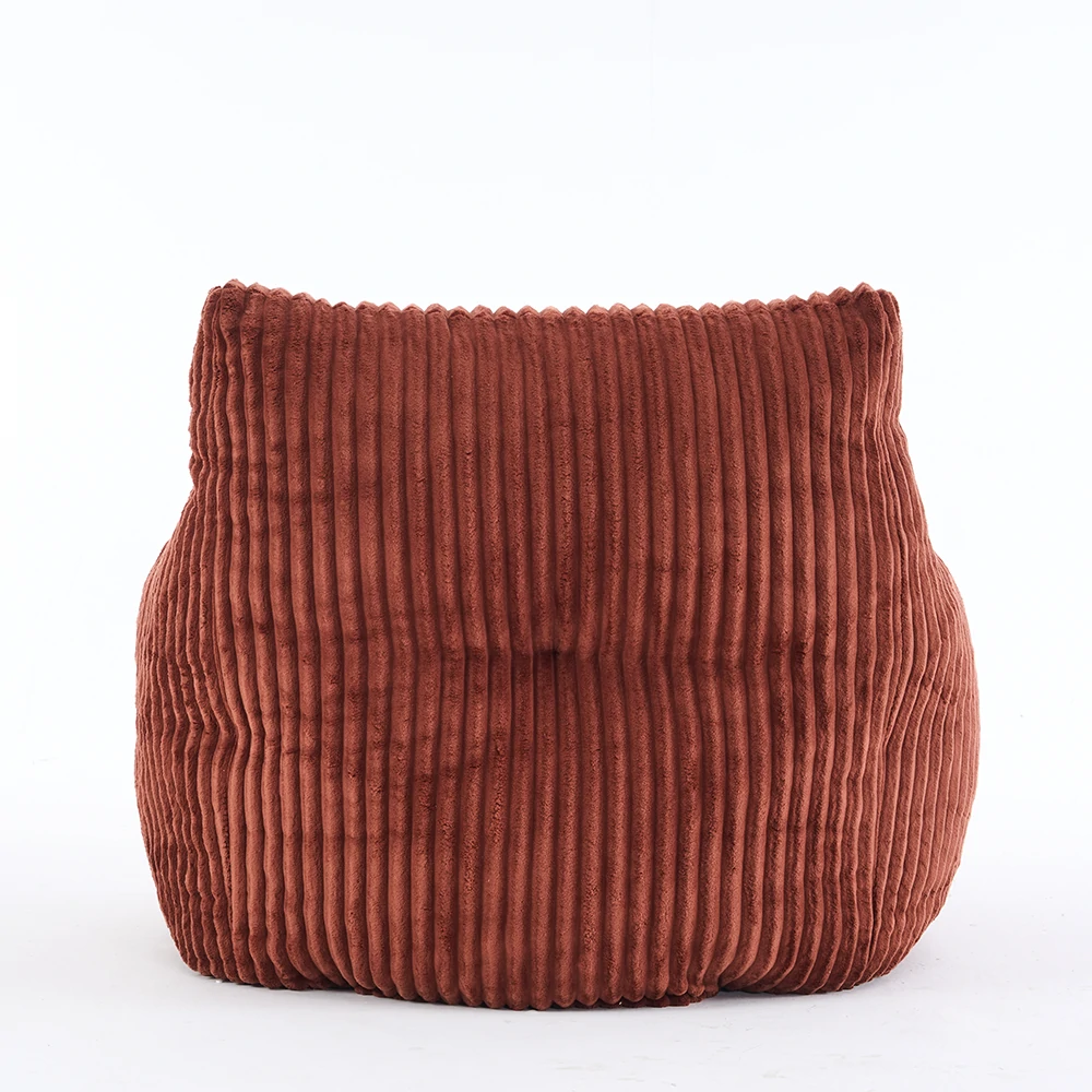 back view red ribbed corduroy lounge chair