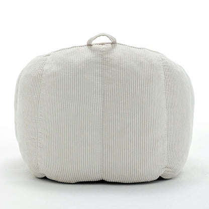 beige corduroy bean bag chair back view with handle
